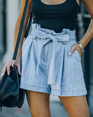 Raya High Rise Paper Bag Waist Denim Shorts Ins Street