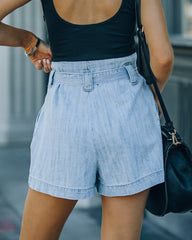 Raya High Rise Paper Bag Waist Denim Shorts Ins Street