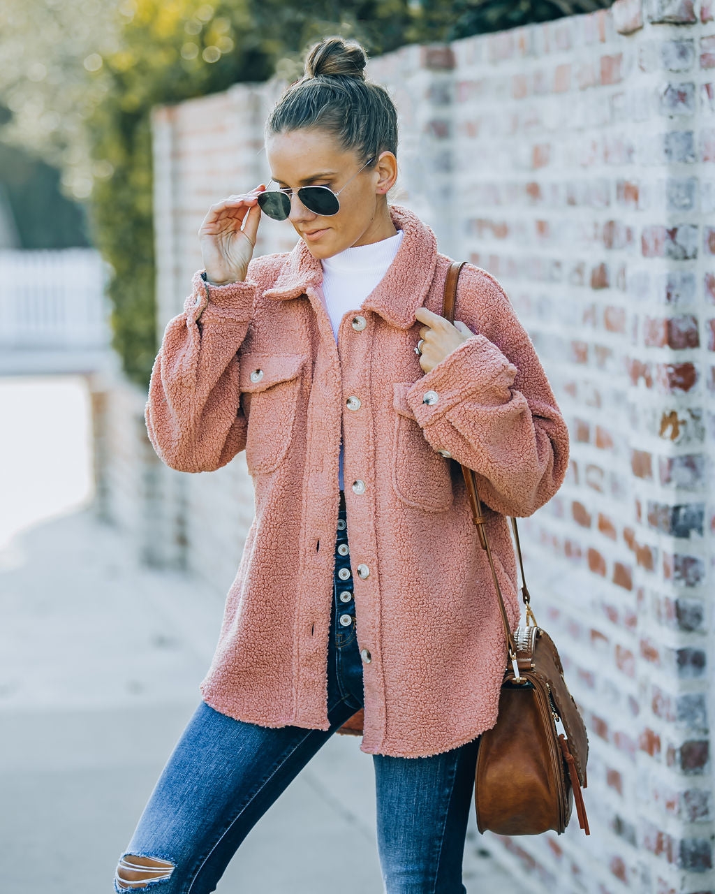 Big Rock Pocketed Sherpa Jacket - Dark Coral - FINAL SALE InsStreet