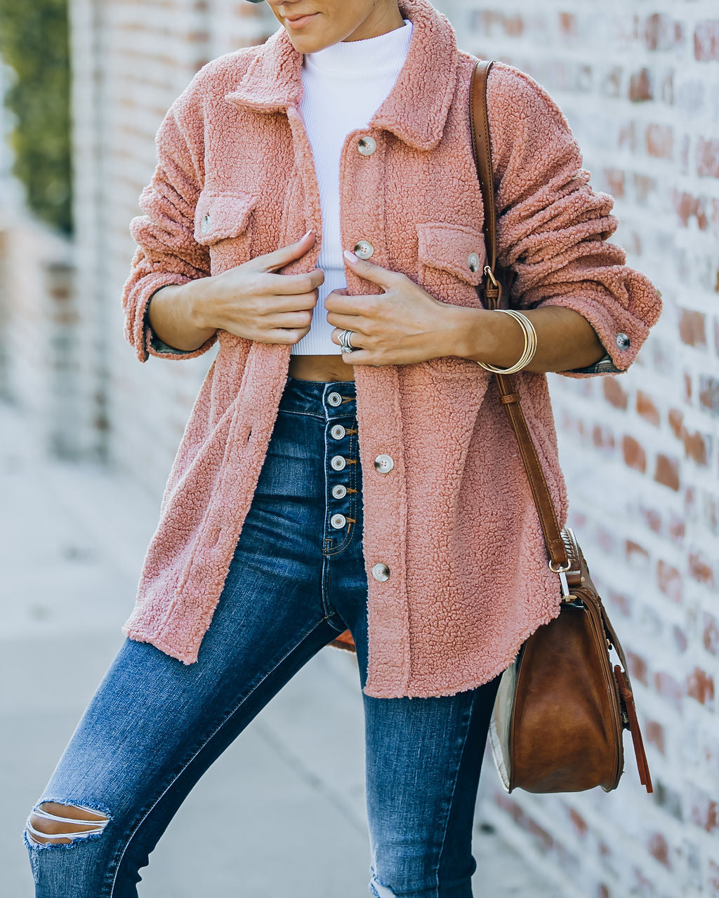 Big Rock Pocketed Sherpa Jacket - Dark Coral - FINAL SALE InsStreet