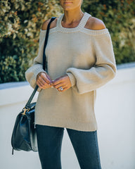 Malia Cold Shoulder Knit Sweater - Sand Ins Street