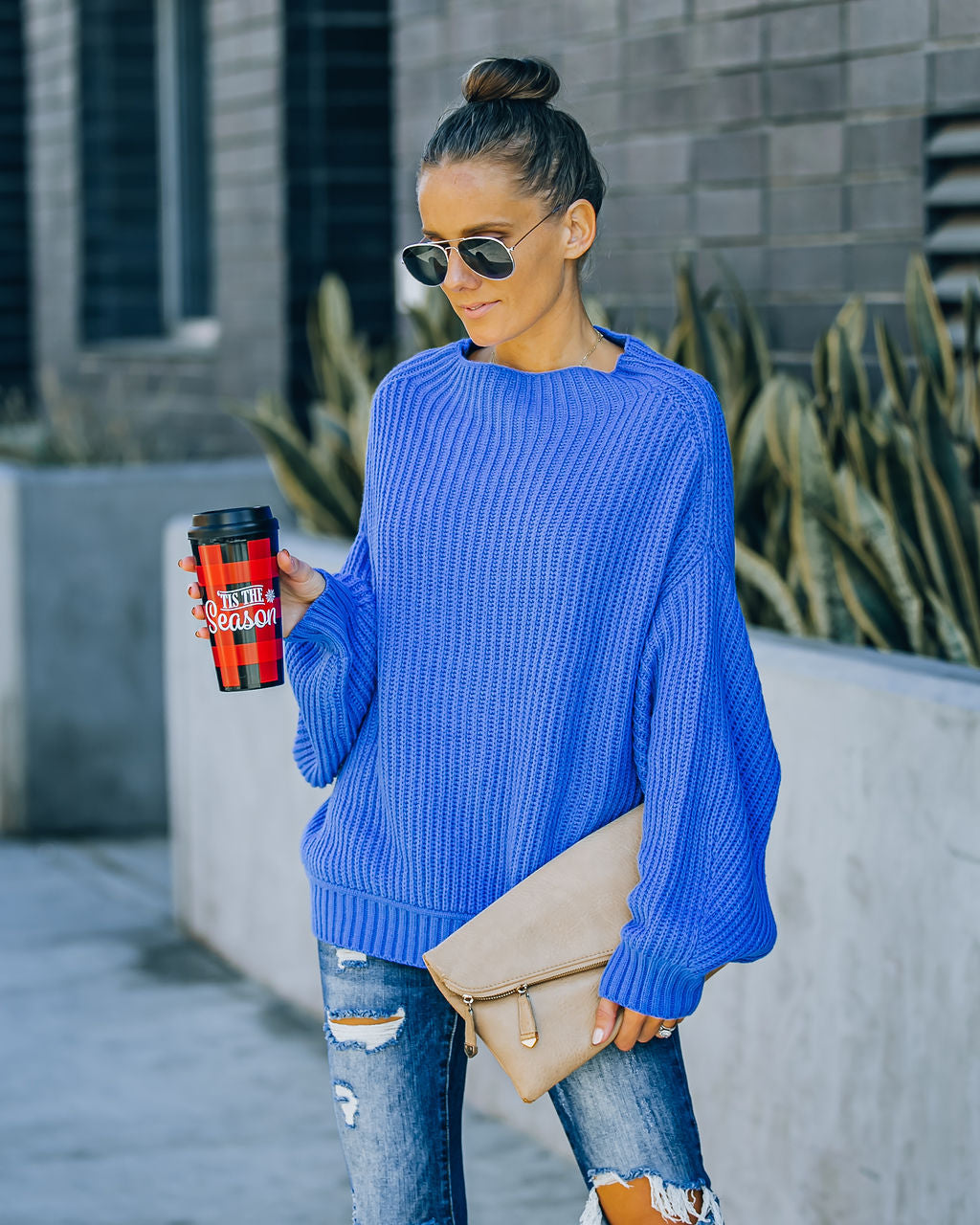 Cobalt Relaxed Knit Sweater - Blue LIST-001