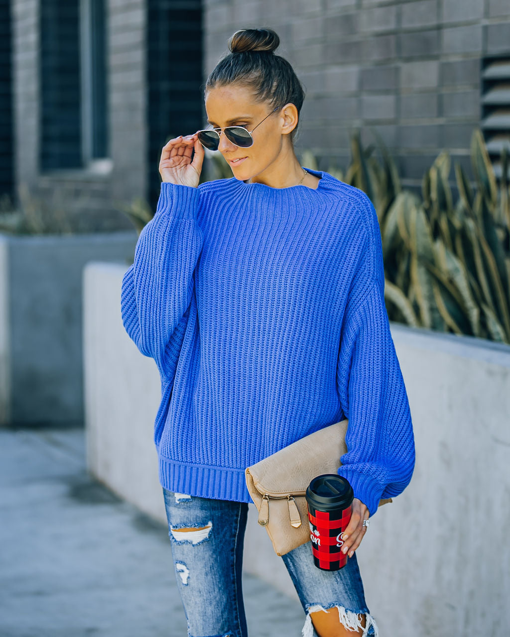 Cobalt Relaxed Knit Sweater - Blue LIST-001