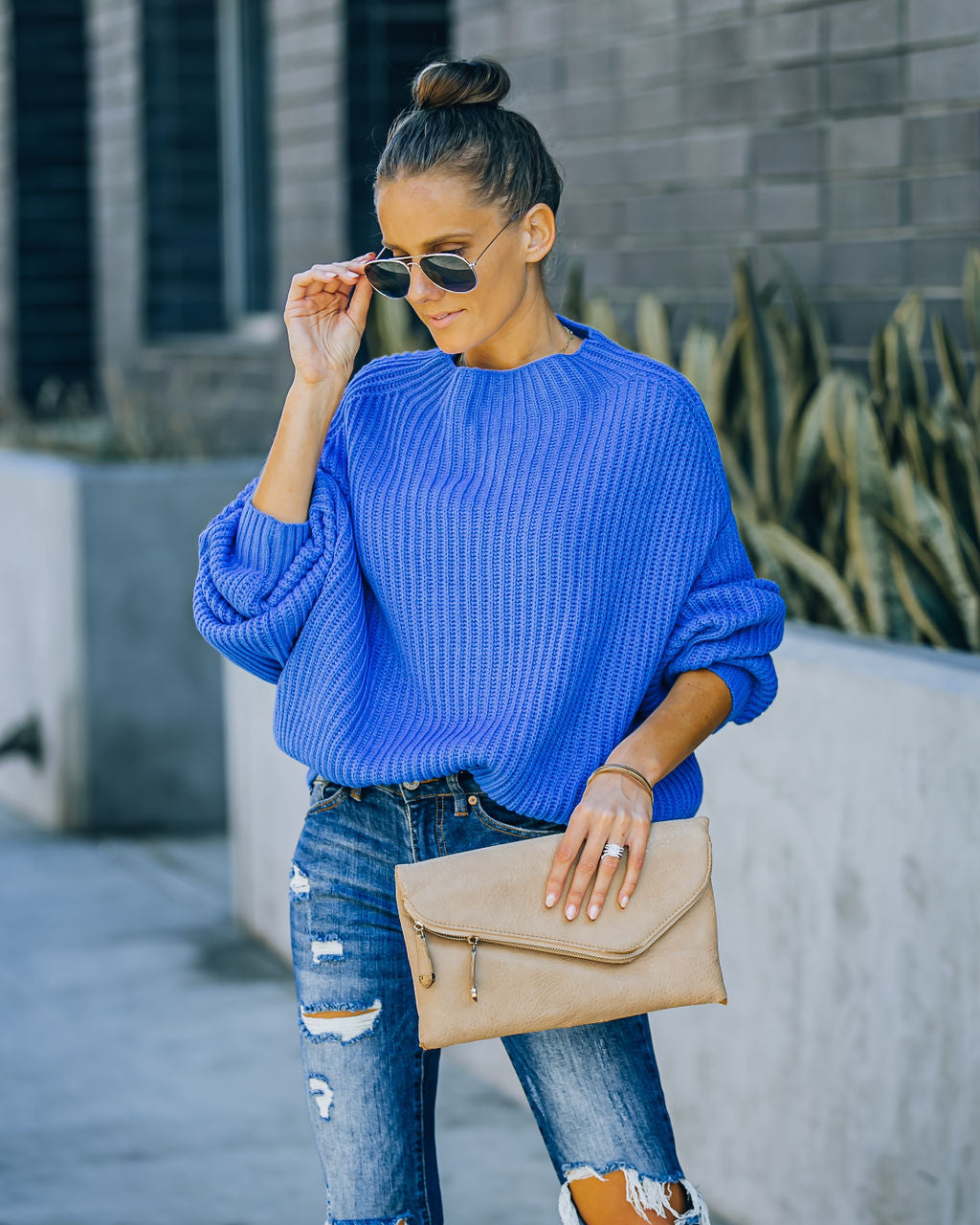 Cobalt Relaxed Knit Sweater - Blue LIST-001