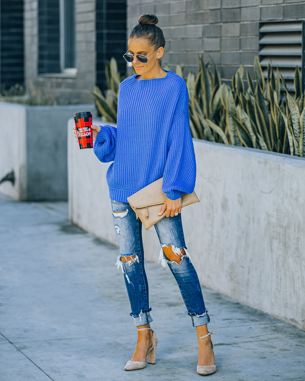 Cobalt Relaxed Knit Sweater - Blue LIST-001