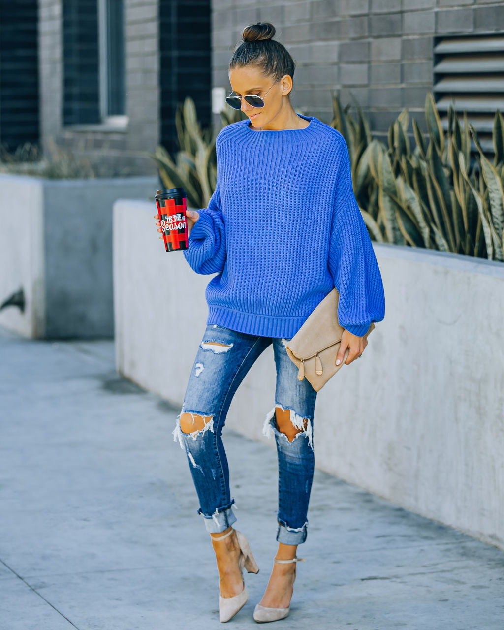 Cobalt Relaxed Knit Sweater - Blue LIST-001