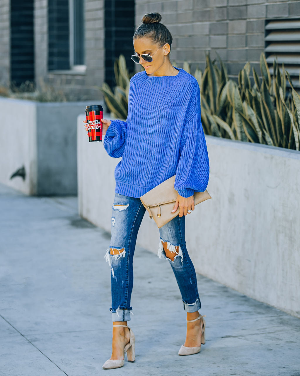 Cobalt Relaxed Knit Sweater - Blue LIST-001