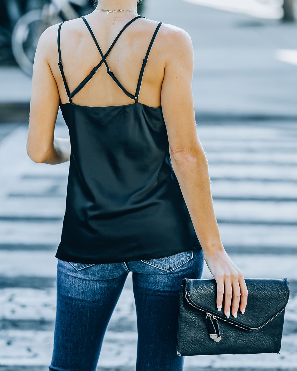 Renta Satin Drape Cami Tank - Black - FINAL SALE Ins Street