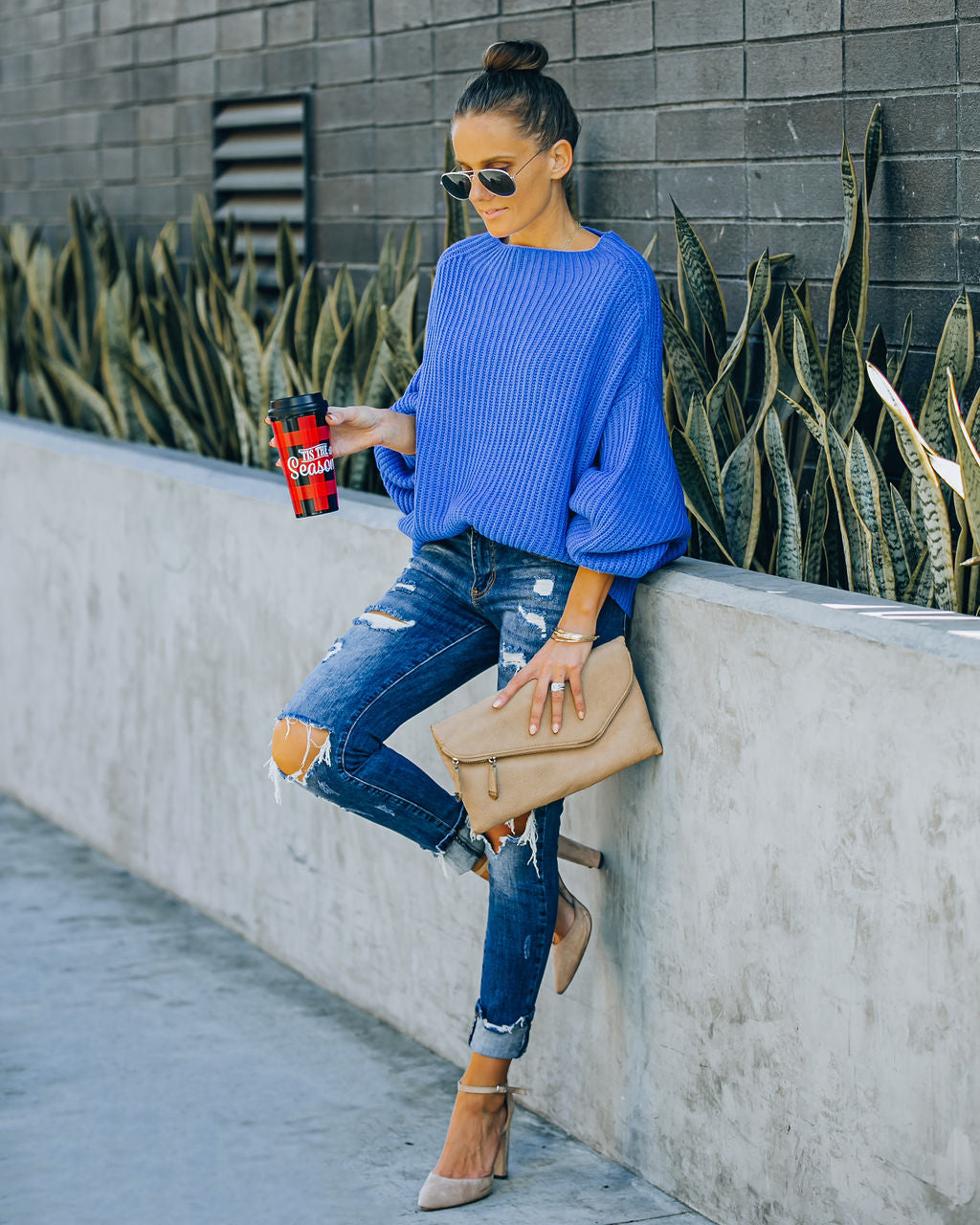 Cobalt Relaxed Knit Sweater - Blue LIST-001