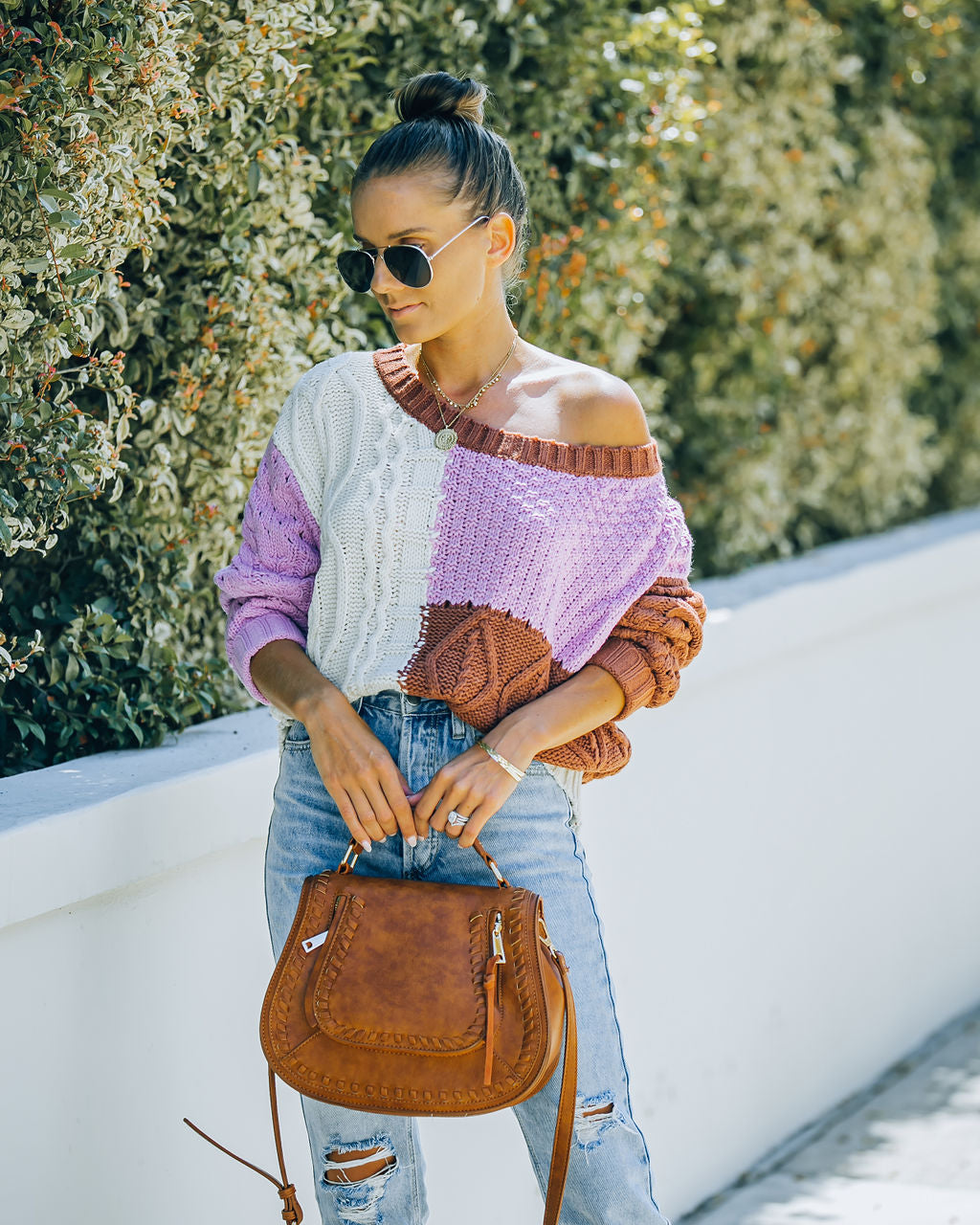 Kairo Colorblock Cable Knit Sweater - Chocolate Combo - FINAL SALE Ins Street