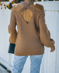 Malia Cold Shoulder Knit Sweater - Camel Ins Street