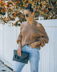 Malia Cold Shoulder Knit Sweater - Camel Ins Street