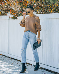 Malia Cold Shoulder Knit Sweater - Camel Ins Street