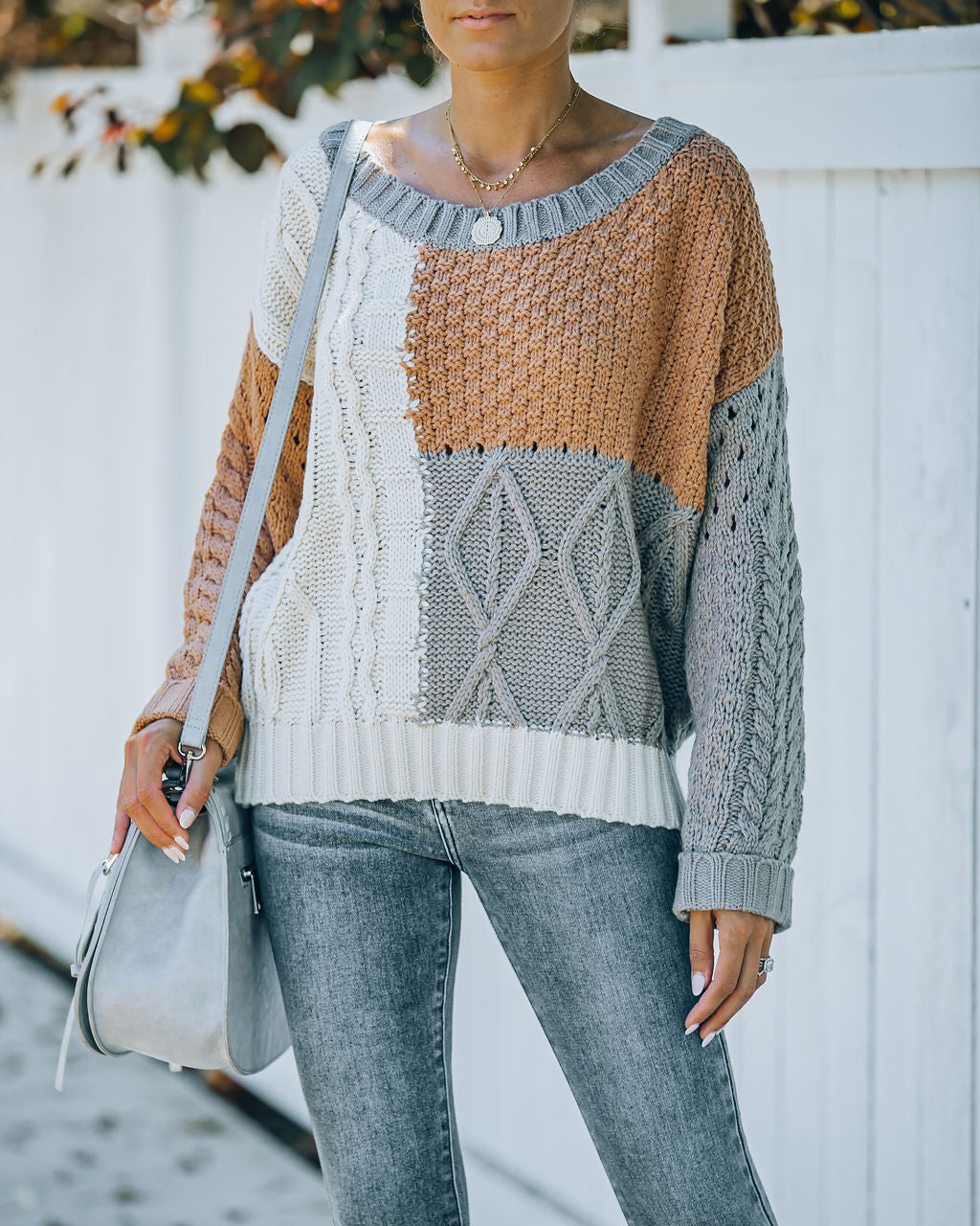 Kairo Colorblock Cable Knit Sweater - Grey Combo - FINAL SALE Ins Street