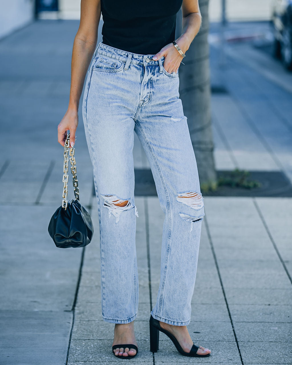 Public High Rise Distressed 90's Denim Ins Street