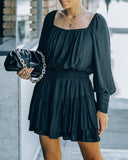 Ayla Smocked Ruffle Mini Dress - Washed Black - FINAL SALE InsStreet