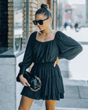 Ayla Smocked Ruffle Mini Dress - Washed Black - FINAL SALE InsStreet