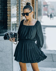 Ayla Smocked Ruffle Mini Dress - Washed Black - FINAL SALE InsStreet