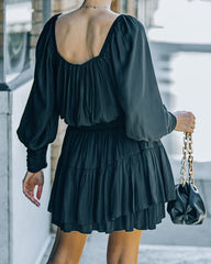 Ayla Smocked Ruffle Mini Dress - Washed Black - FINAL SALE InsStreet