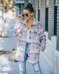 Faustina Pocketed Plaid Shacket - Lavender Ins Street