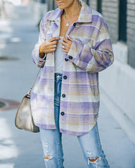 Faustina Pocketed Plaid Shacket - Lavender Ins Street