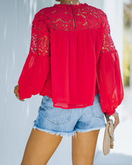 Ireland Crochet Lace Blouse - Red - FINAL SALE Ins Street