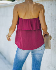 Sana Strapless Ruffle Blouse - Sangria FLAW-001