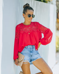 Ireland Crochet Lace Blouse - Red - FINAL SALE Ins Street