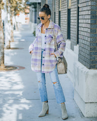 Faustina Pocketed Plaid Shacket - Lavender Ins Street