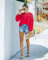 Ireland Crochet Lace Blouse - Red - FINAL SALE Ins Street