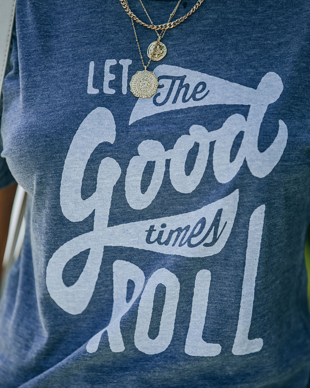 Cotton Blend Let The Good Times Roll Acid Wash Tee Lulusimonstudio, LLC.