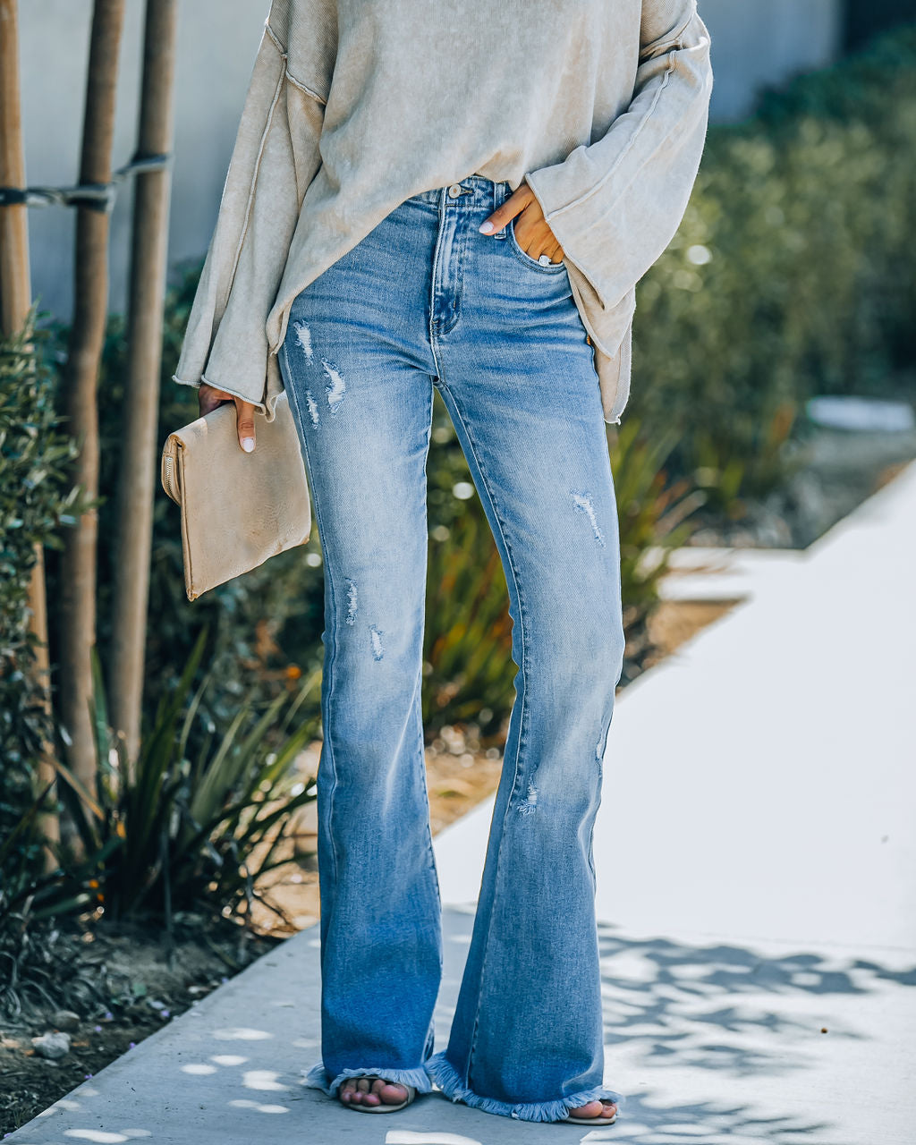 Jolie High Rise Distressed Flare Denim - FINAL SALE Ins Street