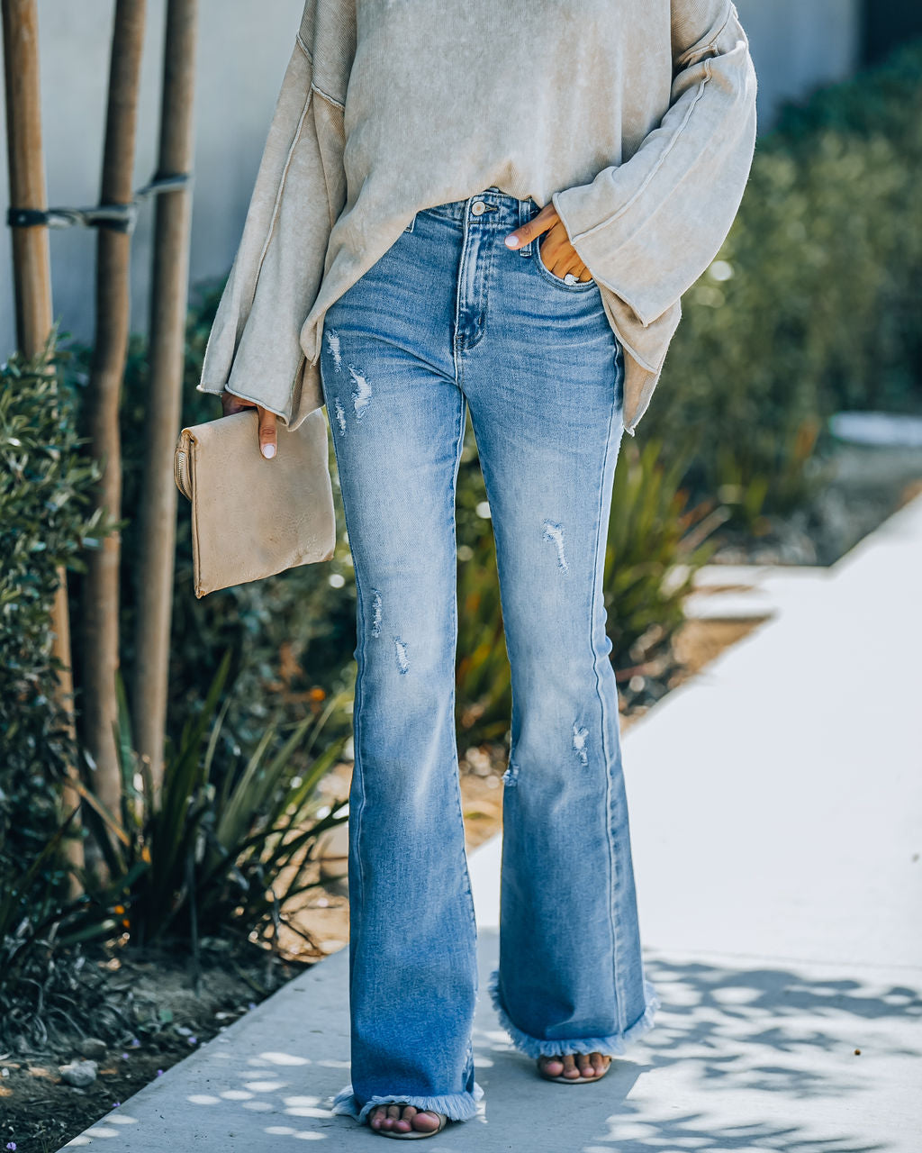 Jolie High Rise Distressed Flare Denim - FINAL SALE Ins Street