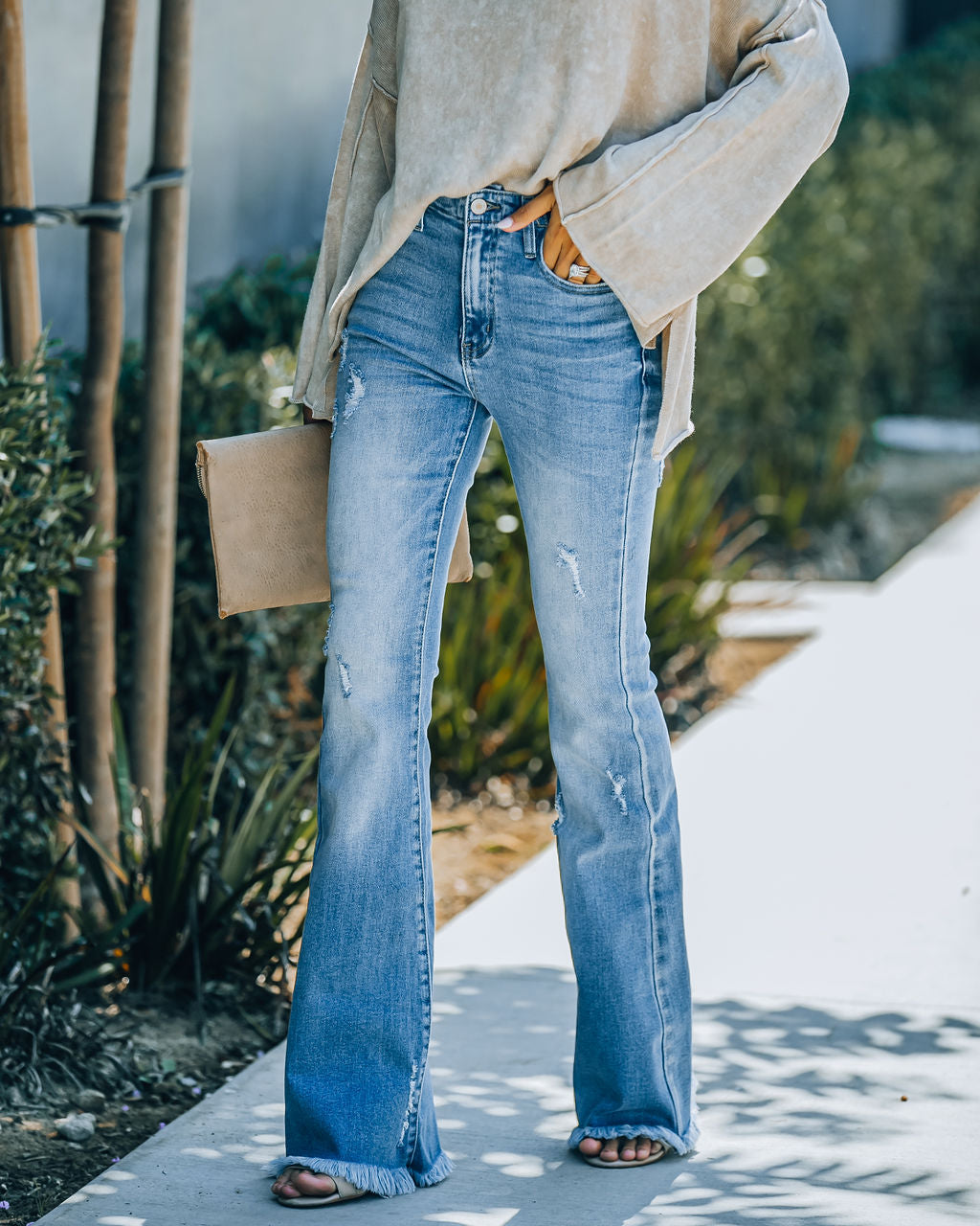 Jolie High Rise Distressed Flare Denim - FINAL SALE Ins Street