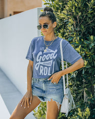 Cotton Blend Let The Good Times Roll Acid Wash Tee Lulusimonstudio, LLC.