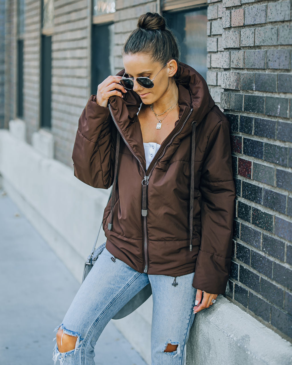 Stay Awhile Pocketed Hooded Puffer Jacket - Chocolate - FINAL SALE Ins Street