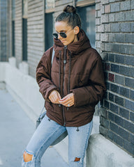 Stay Awhile Pocketed Hooded Puffer Jacket - Chocolate - FINAL SALE Ins Street