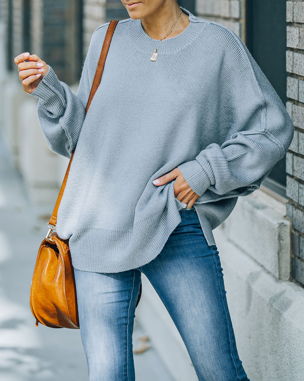 Dariel Relaxed Knit Sweater - Grey - FINAL SALE NEWB-001