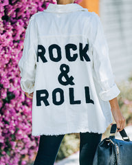 Cotton Rock & Roll Frayed Utility Jacket - White ELAN-001