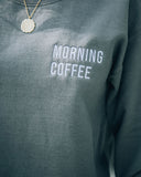 Morning Coffee Embroidered Cotton Blend Sweatshirt Ins Street