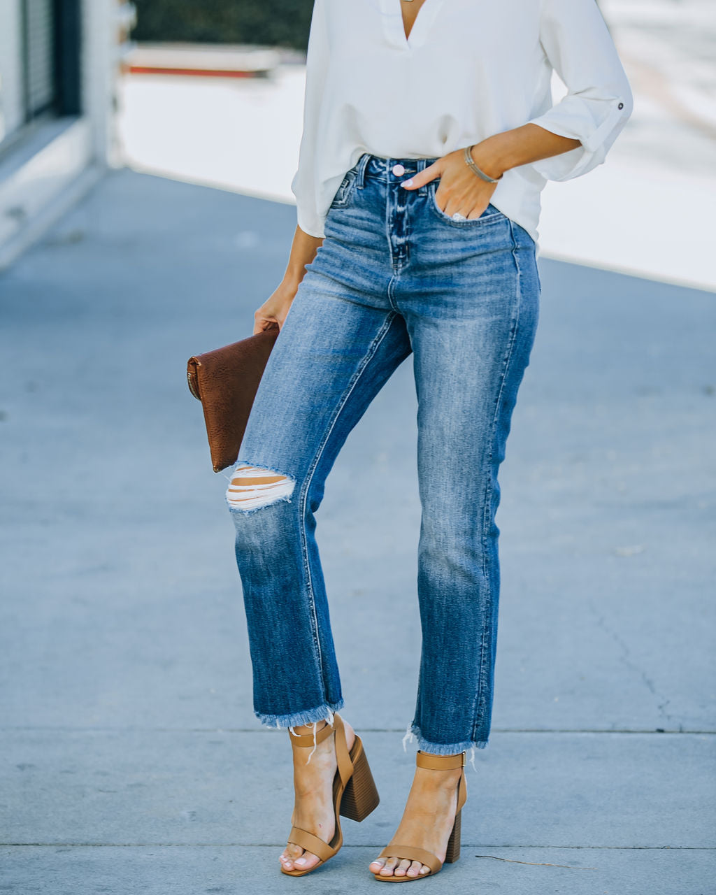 Kourt High Rise Straight Leg Denim - Dark Wash Ins Street