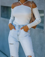 Rana Ribbed Cold Shoulder Knit Top - Off White - FINAL SALE Ins Street