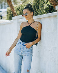 Slick Ribbed Halter Crop Top - Black - FINAL SALE Ins Street