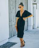Jenner Linen Blend Tie Front Cutout Midi Dress - Black - FINAL SALE Ins Street