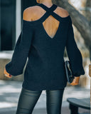 Malia Cold Shoulder Knit Sweater - Black Ins Street