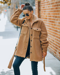 Carlile Belted Sherpa Jacket - Camel - FINAL SALE Ins Street