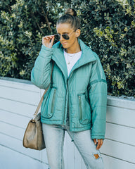 Cassian Pocketed Quilted Puffer Jacket - Seafoam - FINAL SALE Ins Street