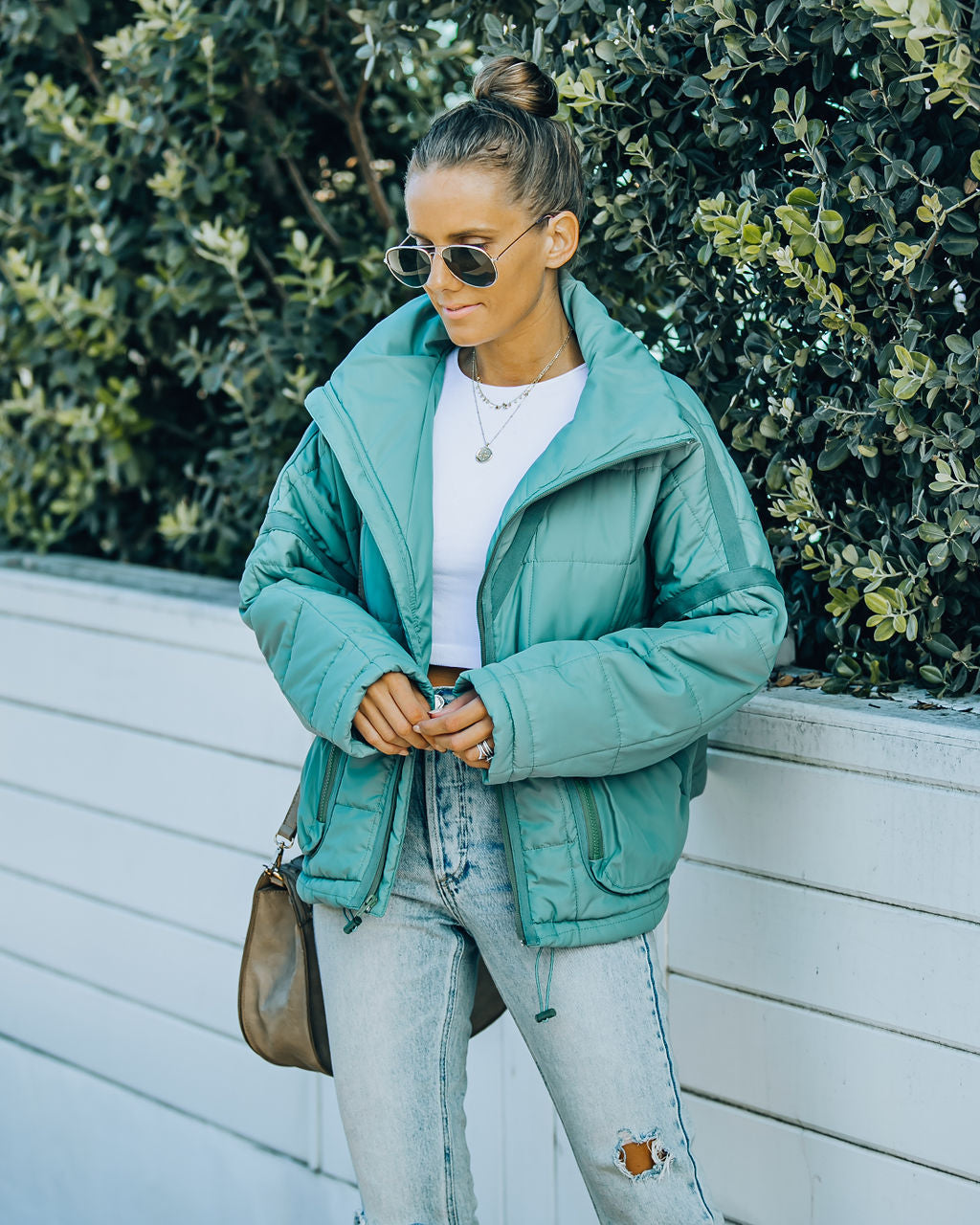 Cassian Pocketed Quilted Puffer Jacket - Seafoam - FINAL SALE Ins Street