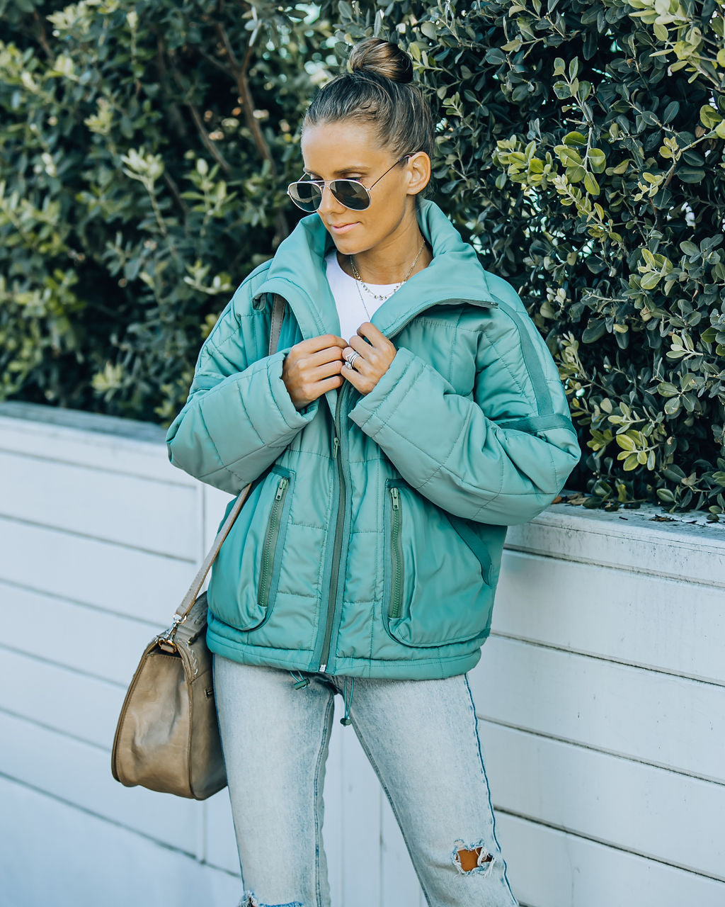 Cassian Pocketed Quilted Puffer Jacket - Seafoam - FINAL SALE Ins Street