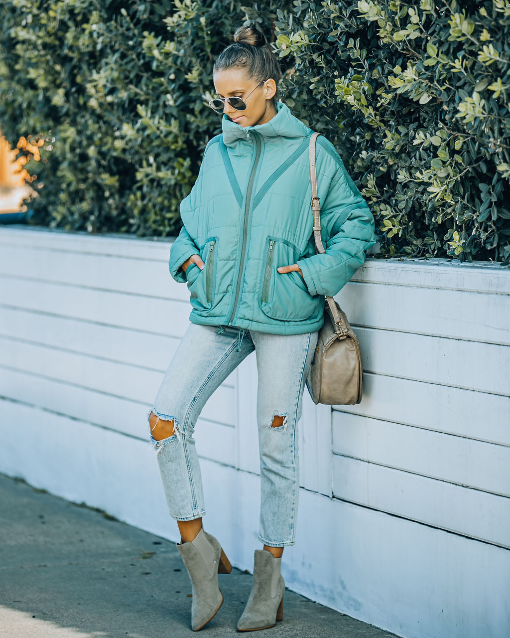 Cassian Pocketed Quilted Puffer Jacket - Seafoam - FINAL SALE Ins Street